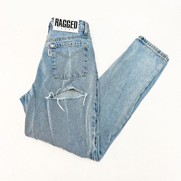 Ragged Jeans Zipped Denim Light Wash Ripped Back Pocket Size 26 - Picture 9 of 9